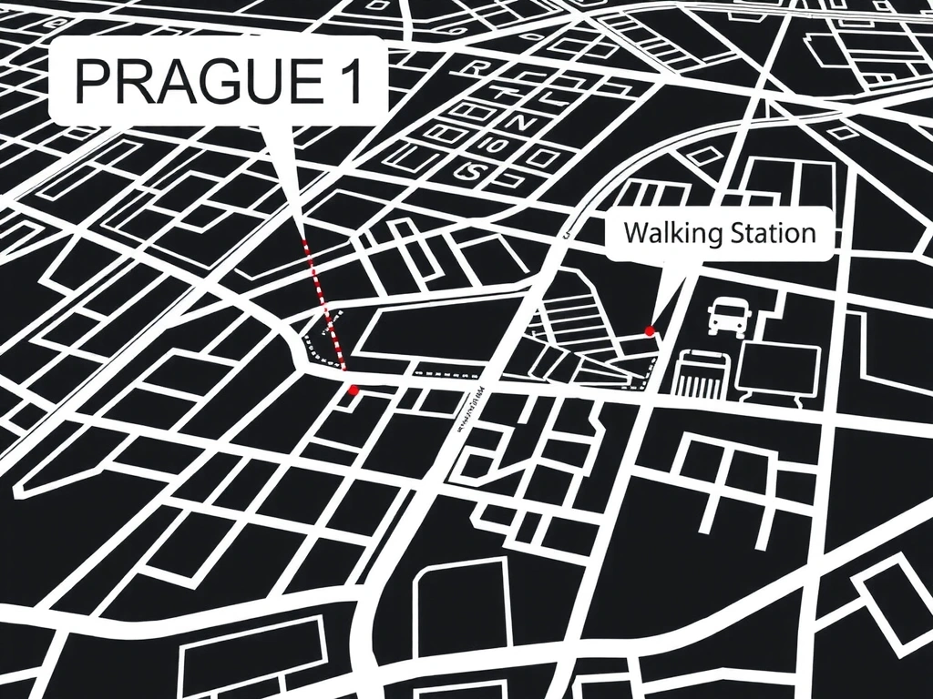 Anotovaná mapa okolí kanceláře Rockframe