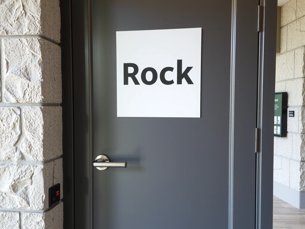 Vchod do kanceláře Rockframe s kamenným obkladem