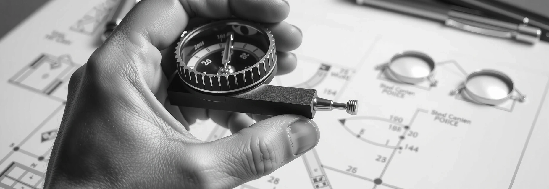 Kružítko na výkresu